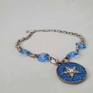 Pave Rhinestone Star Round Pendant